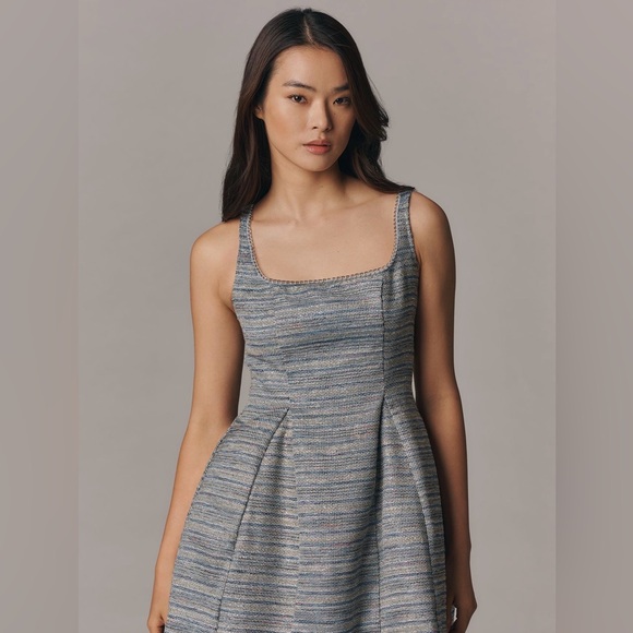 Anthropologie Romantic Coquette Sleeveless Tweed Fit & Flare Mini Dress Size 4 - Picture 2 of 2